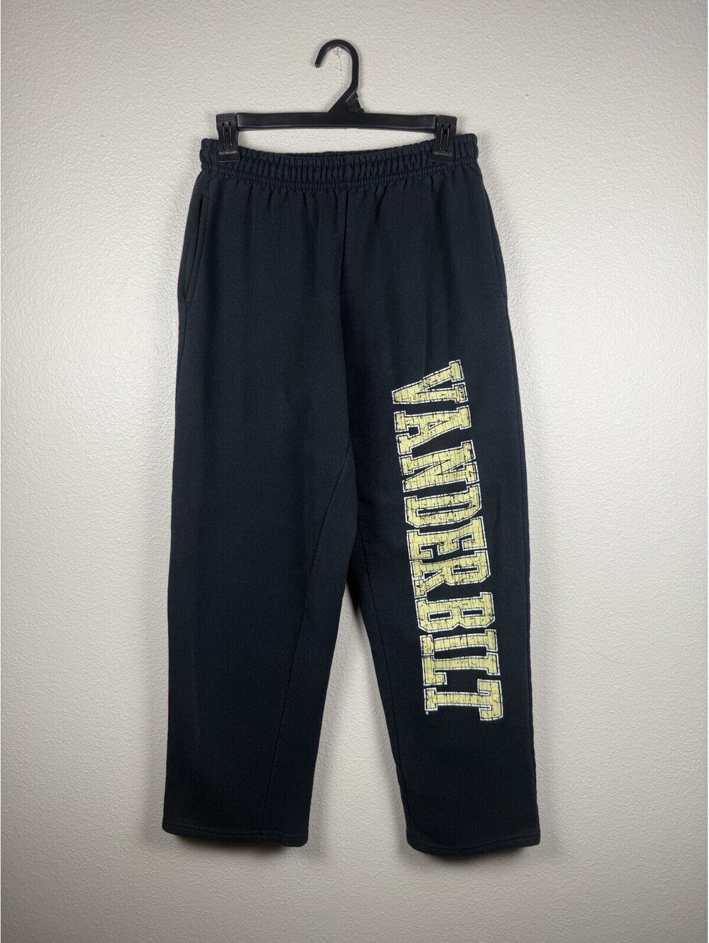 Vanderbilt Commodores Sweatpants Mens Small Black Open Hem Logo NCAA Gildan